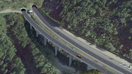 Zona de intervención en el tramo entre el nuevo túnel de Belate y el nuevo túnel de Almandoz