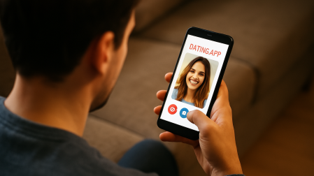 Un hombre utiliza en un móvil una app de citas