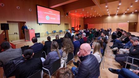 Ramón Urdiáin, este martes, en la presentación del estudio de impacto y económico de NICDO en el Baluarte