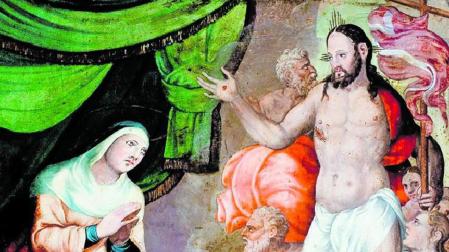 Cristo resucitado se aparece a su madre en el retablo de la Asunción del monasterio de Fitero, c. 1590