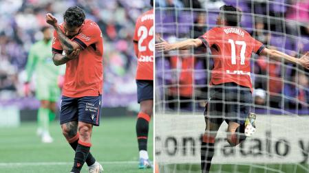 Rubén García y Budimir, en el partido contra el Valladolid