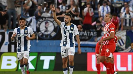 Munir El Haddadi celebra el gol del empate para el Leganés