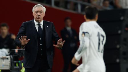 El entrenador del Real Madrid Carlo Ancelotti durante la final de la Copa del Rey que disputaron Real Madrid y FC Barcelona