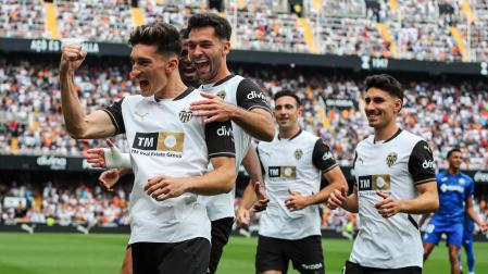 Pepelu celebra su tanto frente al Getafe