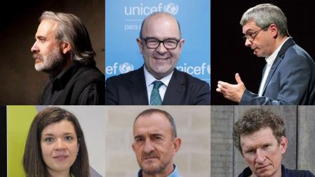 De izquierda a derecha, arriba, Carlos Ciriza, Joaquín Mencos y Mariano Jiménez; y abajo Esther Burgui, José Julián Garciandía y Tomás Muñoz