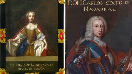 Mª Amalia de Sajonia. Ayuntamiento de Estella, 1759, y Retrato de Carlos III (VI de Navarra), 1759