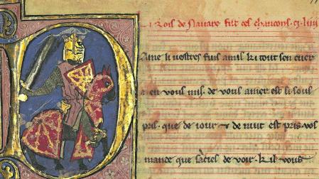 Representación del rey Teobaldo I de Navarra en el Cancionero de Noailles.