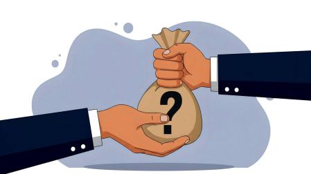 Ilustración de dos personas intercambiando dinero