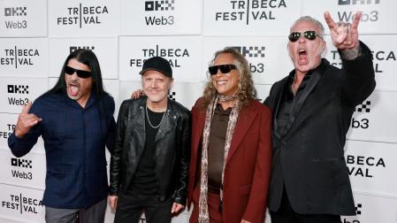 Metallica, durante la presentación de su nuevo documental 'Metallica Saved My Life' en el Festival de cine de Tribeca (Nueva York)