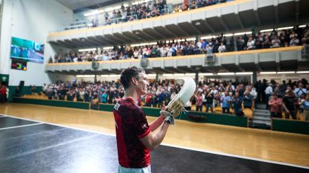 Javier Urriza, el pasado 11 de abril en su despedida del Labrit /