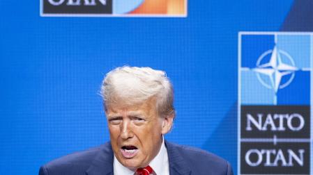 Donald Trump, en su comparecencia ante la prensa al término de la cumbre de la OTAN
