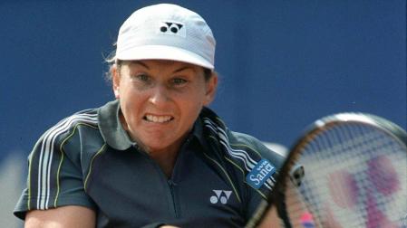 Monica Seles, durante un partido