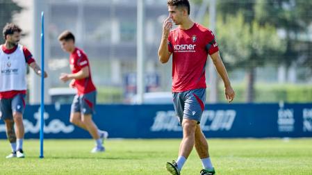 Asier Osambela, durante el entrenamiento del lunes