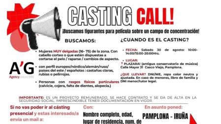 Cartel que anuncia el casting de la película