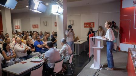 María Chivite interviene en la reunión que el comité regional del PSN celebró el pasado 21 de julio