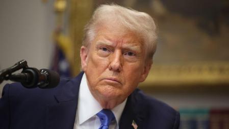 El presidente de Estados Unidos, Donald Trump, durante la rueda de prensa de este lunes en la Casa Blanca