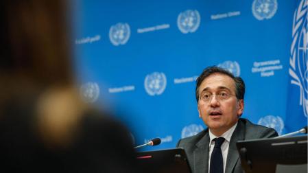 El ministro de Asuntos Exteriores, José Manuel Albares, en Nueva York el pasado día 25