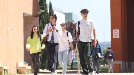 Un grupo de estudiantes en un campus universitario