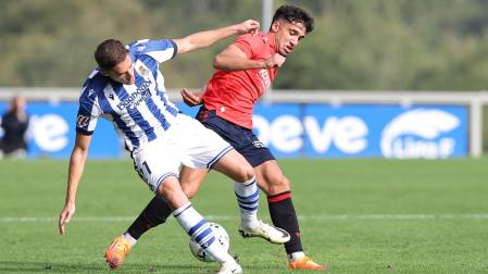Iker Benito, en el amistoso de Osasuna contra la Real Sociedad en Zubieta