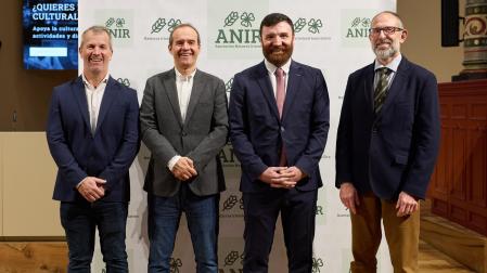 De izda a dcha: Conrad Gallgher, David Alegría, Adam Tuohy y Rocco Caira Finazzi, en Pamplona.