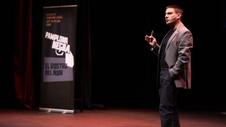 El criminólogo Jorge Jiménez, este martes, en la sala de cámara del Baluarte