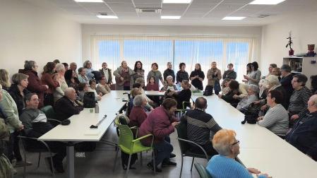 Instante de la despedida tributada este martes a las trabajadoras del Aula de Respiro de Murchante