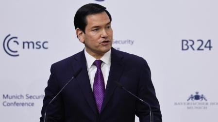 Marco Rubio, secretario de Estado de EEUU, durante su intervención en la Conferencia de Seguridad Internacional