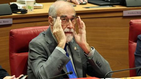 El consejero de Salud, Fernando Domínguez, durante un pleno parlamentario