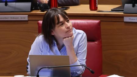 La consejera de Vivienda, Begoña Alfaro, en el pleno del Parlamento de Navarra