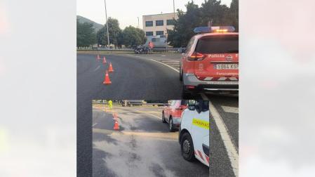 Imagen de los trabajos de Policía Foral en la zona afectada por el vertido de gasoil