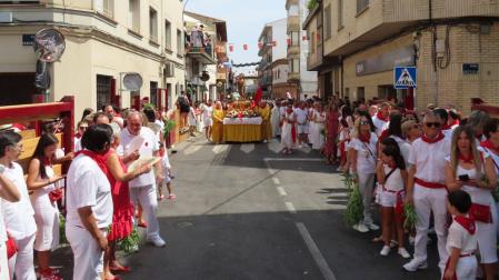 Instante de la procesión de San Roque celebrada este domingo en Murchante