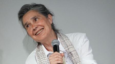 La directora tudelana Ana Díez al presentar en junio la restauración de 'Ander eta Yul'.