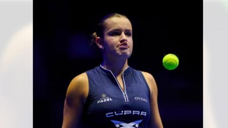 Gesto de Martina Calvo durante el encuentro de semifinales del Madrid P1 2026