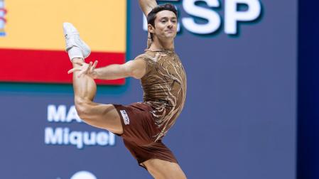 Miquel Mañé, en la final del Mundo de Gimnasia Aeróbica que lo proclamó tricampeón del Mundo