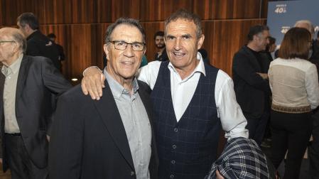 José Miguel Echávarri y Ángel Arroyo, dos leyendas del ciclismo navarro, en 2019