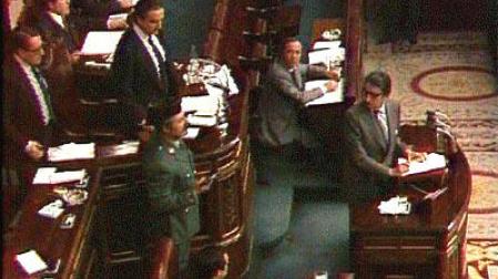 El teniente general Antonio Tejero, en el Congreso de los Diputados el 23-F.