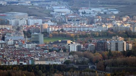 Vista aérea de Pamplona y comarca donde se concentran el grueso de las viviendas que han sido identificadas por Vivienda como deshabitadas