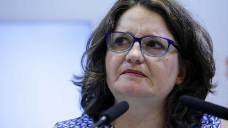 Mónica Oltra, ayer martes, cuando anunció su dimisión