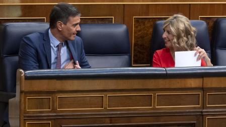 Pedro Sánchez y Yolanda Díaz, este jueves en el Congreso