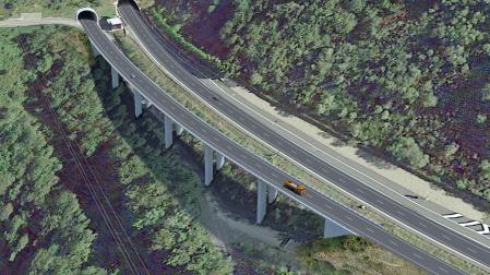Recreación de la duplicación de los túneles de Belate y Almandoz. En imagen, la futura entrada sur de las galerías de Almandoz, con el actual túnel a la derecha y el nuevo túnel a la izquierda