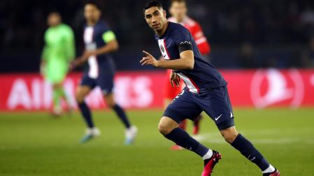 Achraf Hakimi, en un partido con el Paris Saint-Germain