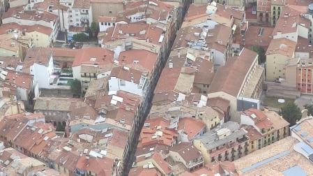 A vista de pájaro: San Lorenzo, capilla San Fermín y Casco Viejo de Pamplona