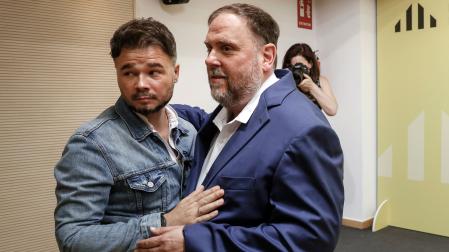 El líder de ERC, Oriol Junqueras, y el diputado republicano Gabriel Rufián