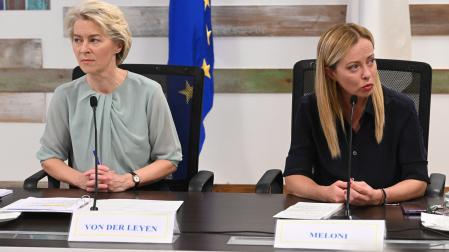 Ursula Von der Layer y Giorgia Meloni, en Lampedusa