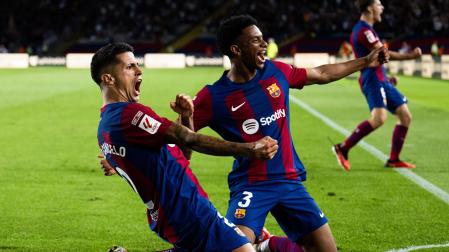 Cancelo y Balde celebran el tercer gol del F.C. Barcelona al Celta de Vigo
FCB

23/09/2023