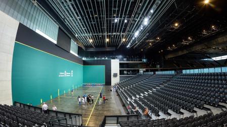 Los semifinalistas del Masters de Pelota seleccionaron el material en el pabellón Navarra Arena este martes 26 de septiembre