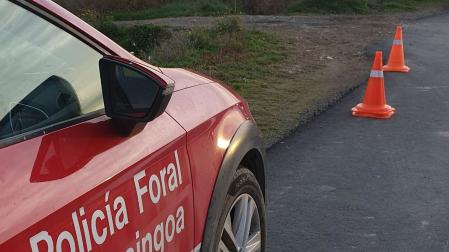 Un coche de la Policía Foral, en un control