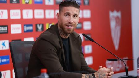 El jugador de fútbol, Sergio Ramos, se despide del Sevilla Fútbol Club ante la prensa