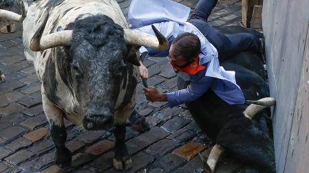 Segundo encierro de San Fermín con toros de Cebada Gago. |