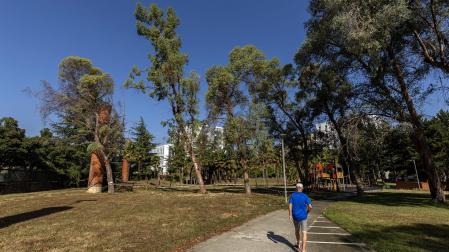 Fotos de los desperfectos y el abandono que sufre el parque del Mundo de Pamplona. /